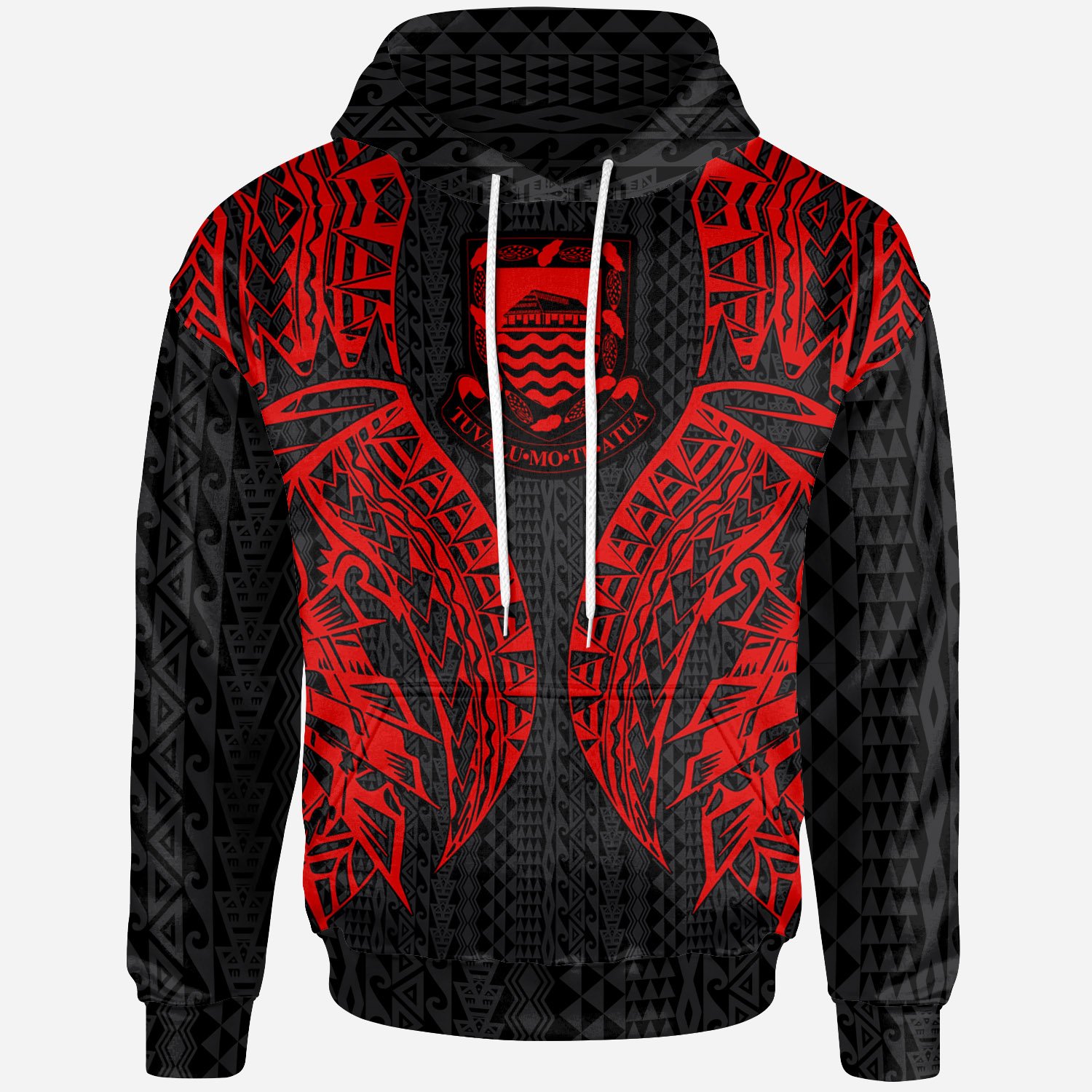 Tuvalu Hoodie – Polynesian Lion Head Red Style – BN39