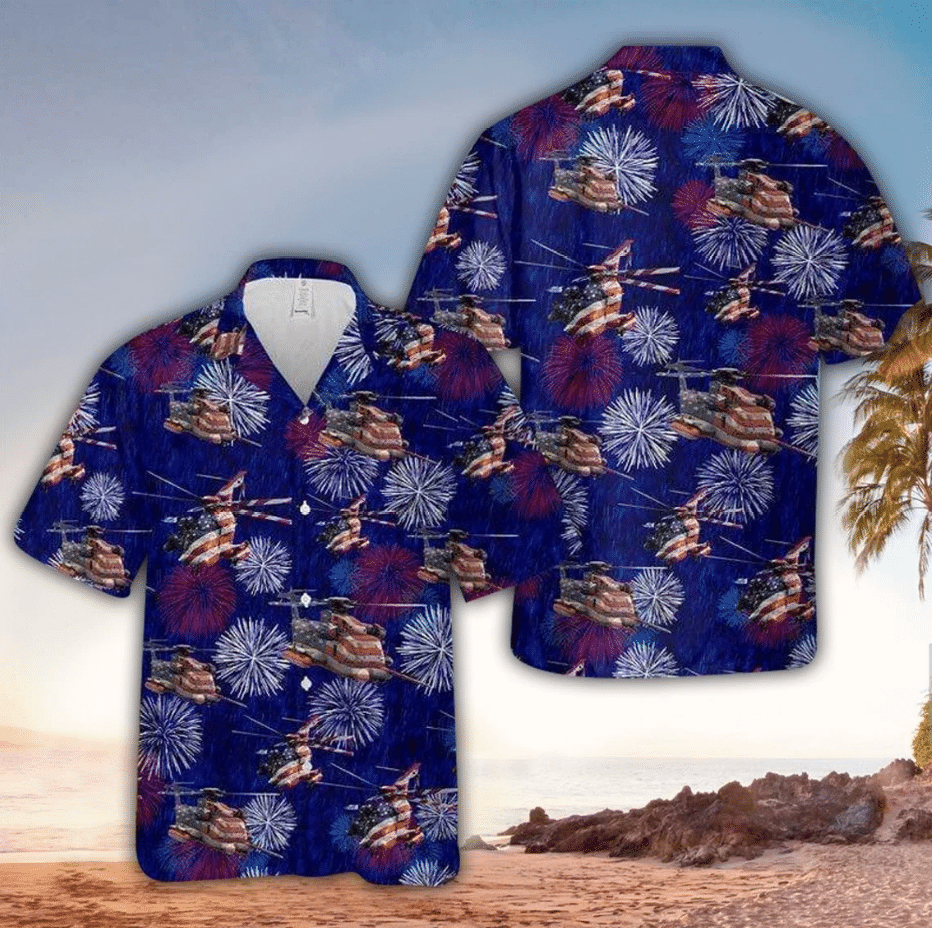 Of July Usa Helicopter Firework Hawaii Shirt For Men Ha39019