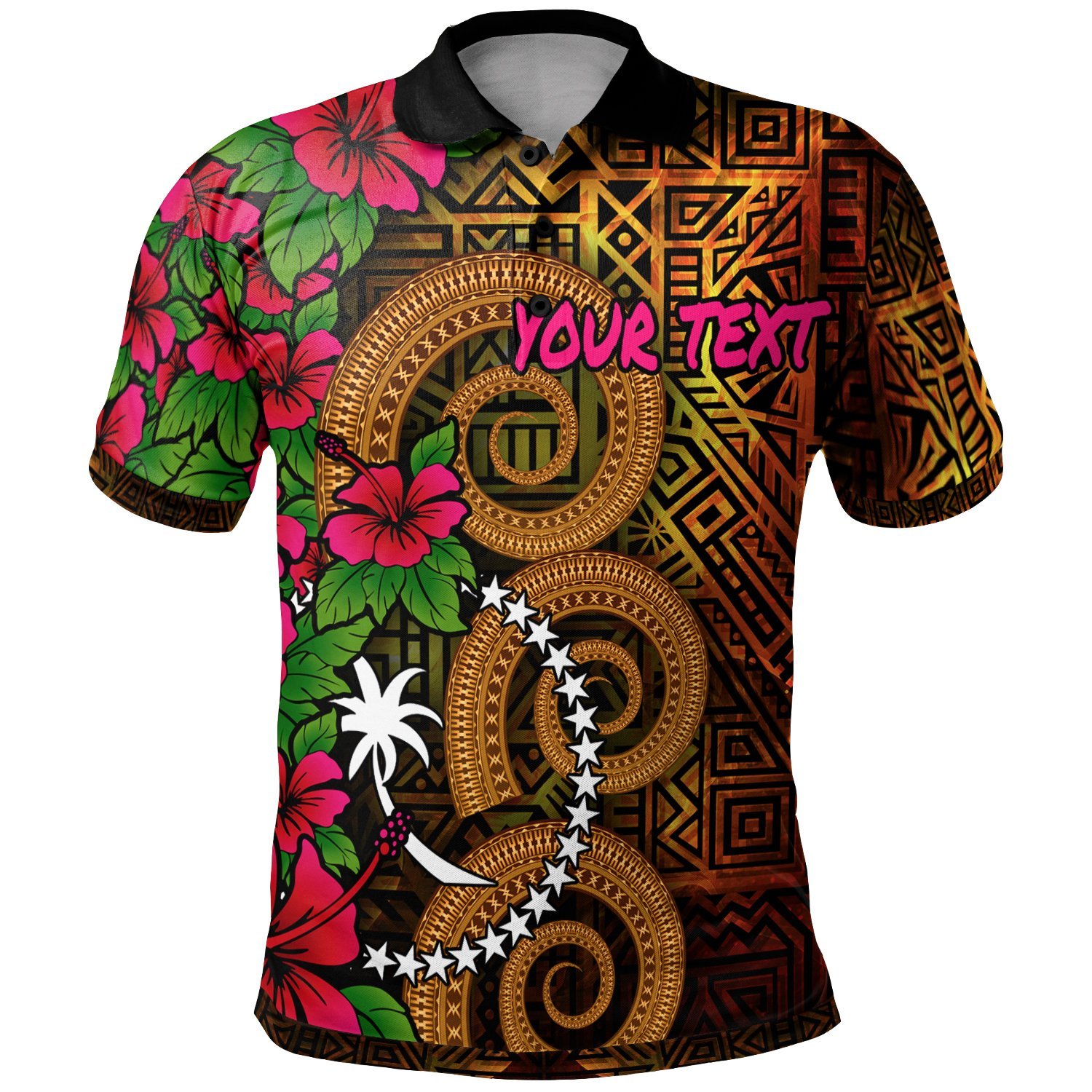 Chuuk Micronesia Custom Personalised Polo Shirt – Hibiscus Vintage – BN12