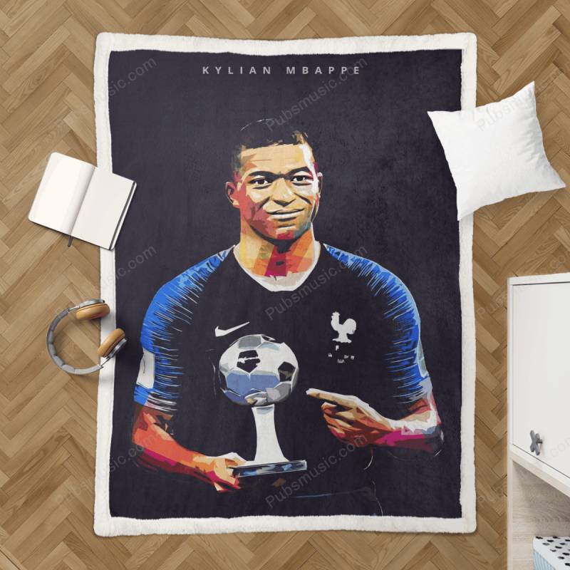 Kylian Mbappe Pop Art – Football Player Pop Art Sherpa Fleece Blanket ...