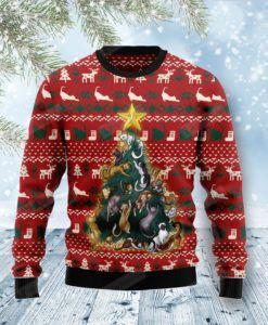 Cat Naughty Pine Ugly Christmas Sweater, All Over Print Sweatshirt