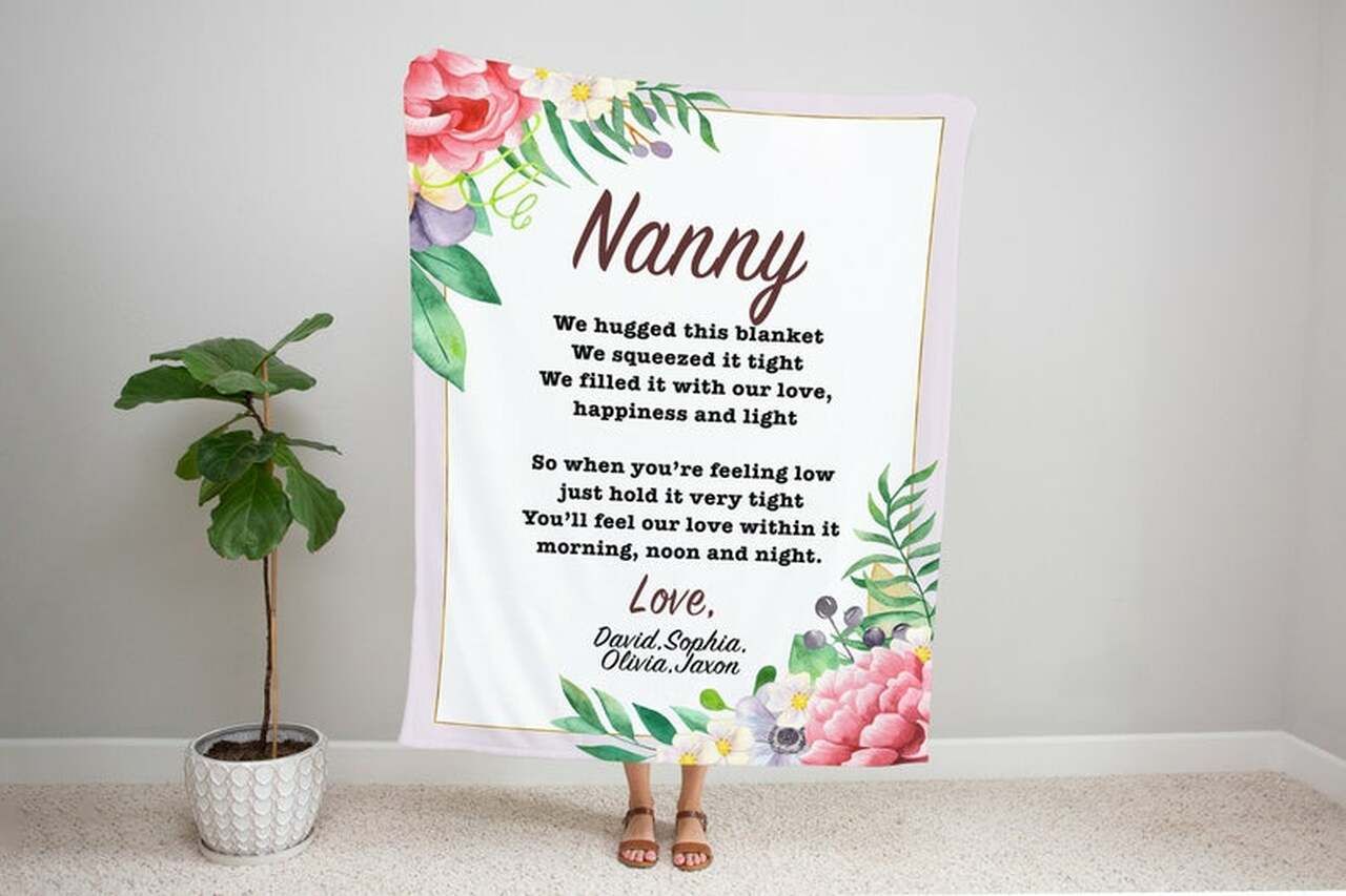 [Personalized Name]  Nanny We Hugged This Blanket Fleece Blanket, Sherpa Blanket, Gift For Family Member, Friends Gift, Christmas Gift, Home Decor, Home Living