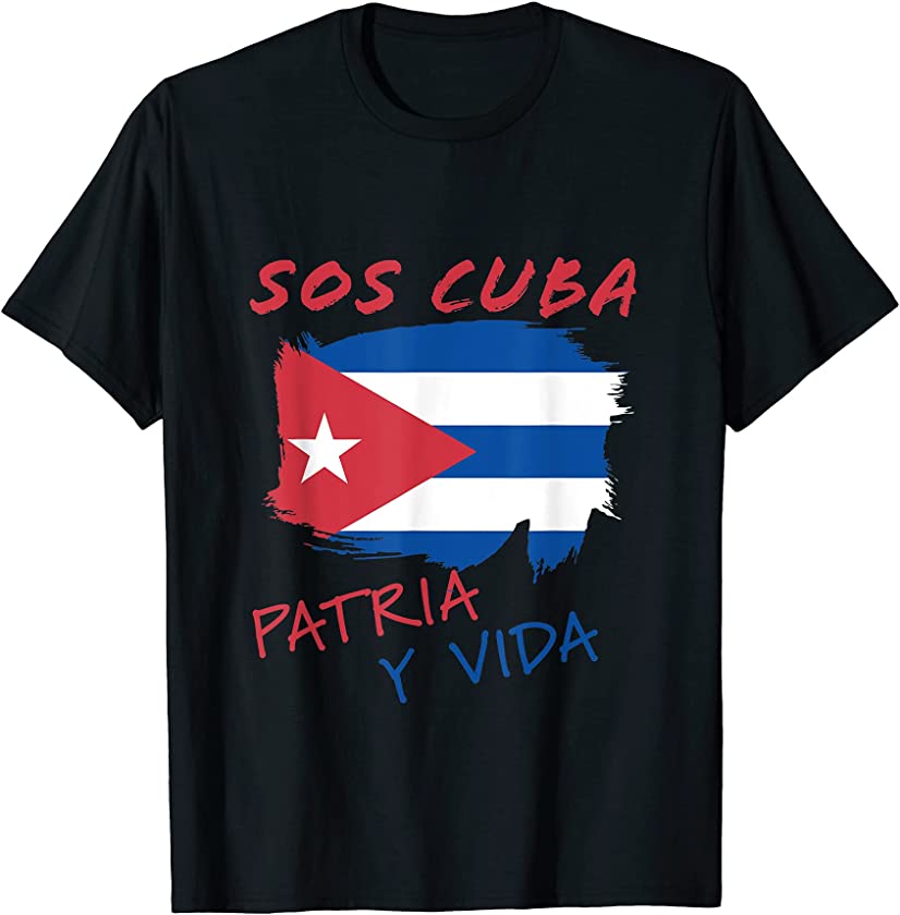 with a painted Cuban Flag T-Shirt