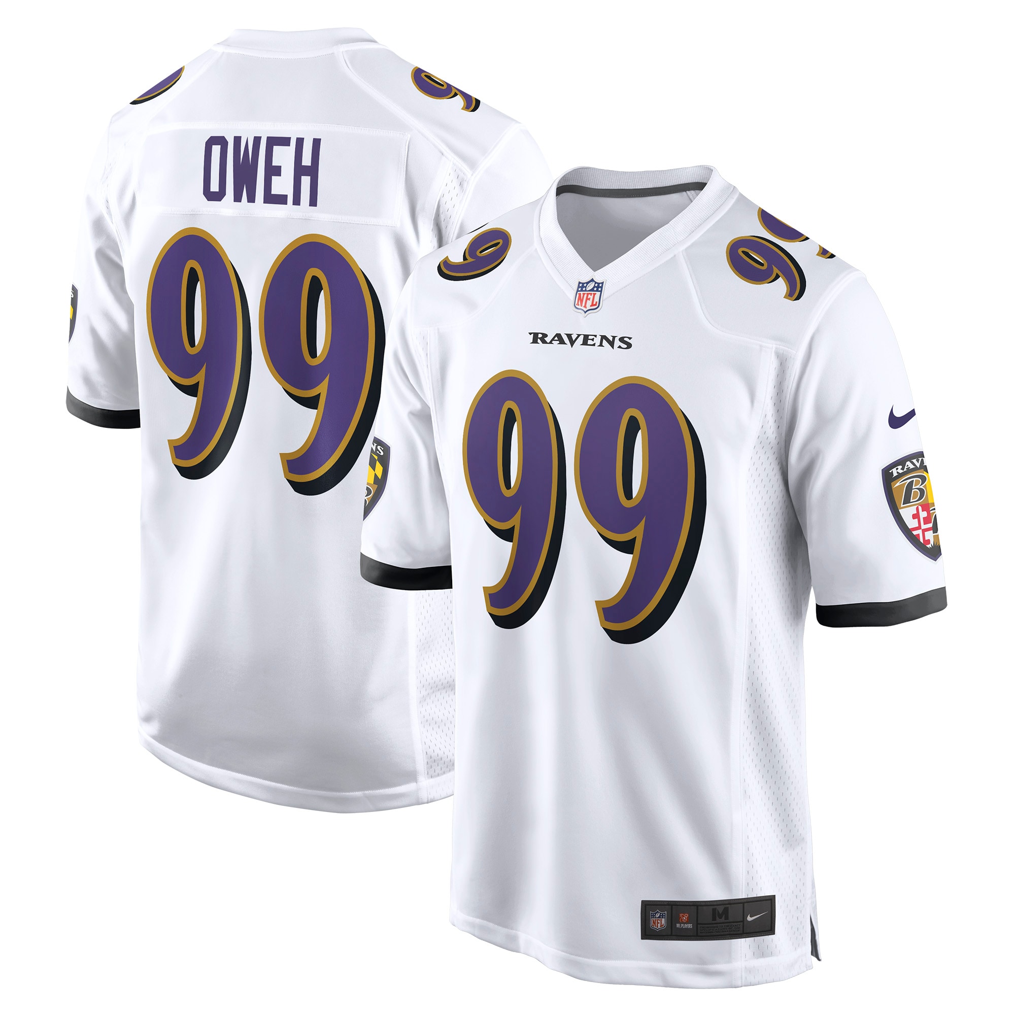 Men’s Baltimore Ravens Odafe Oweh White Game Jersey