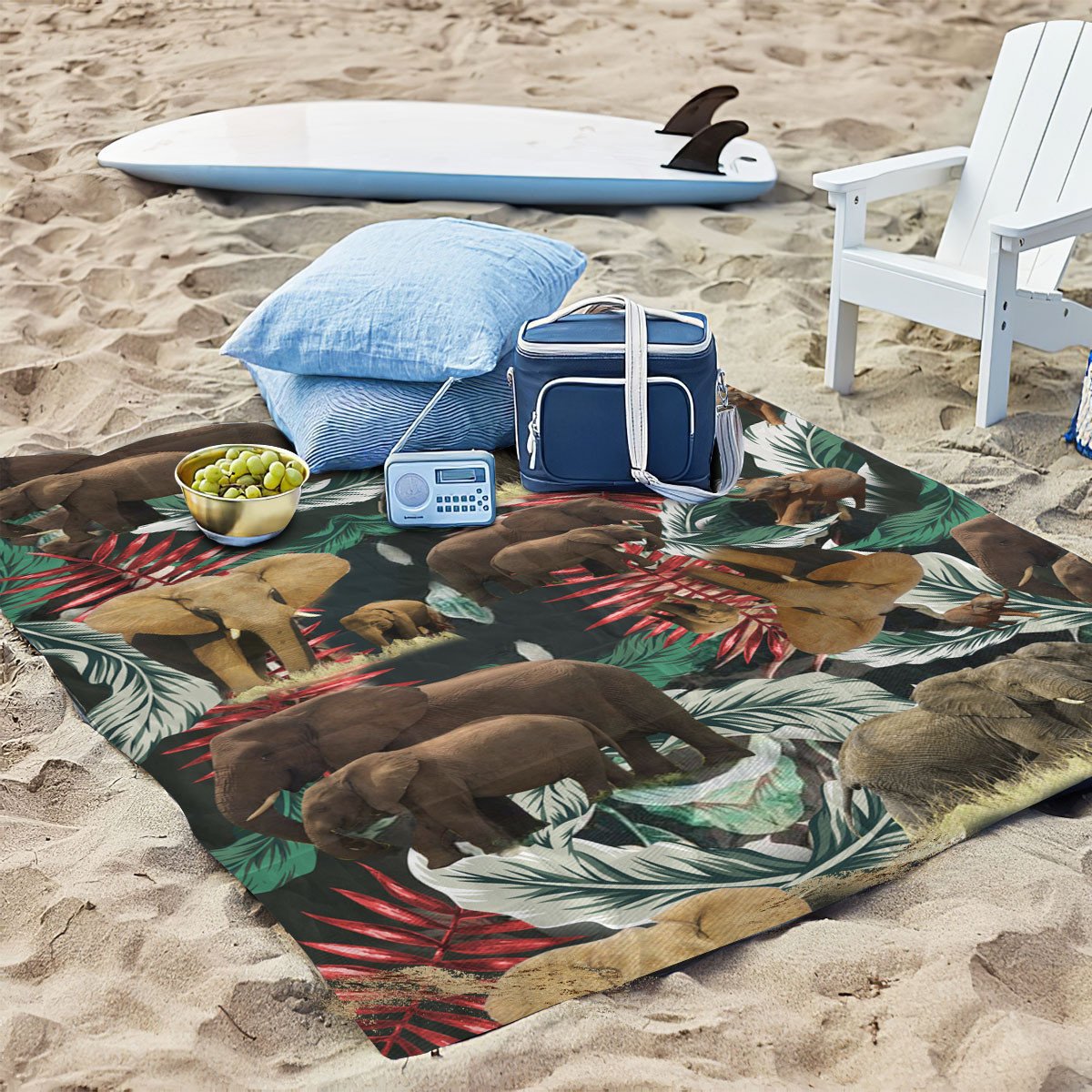 Felacia Microfiber Printed Quick Dry Sand Free Beach Towel Safari Elephant Gt Hawaiian Shirt-Zx10249