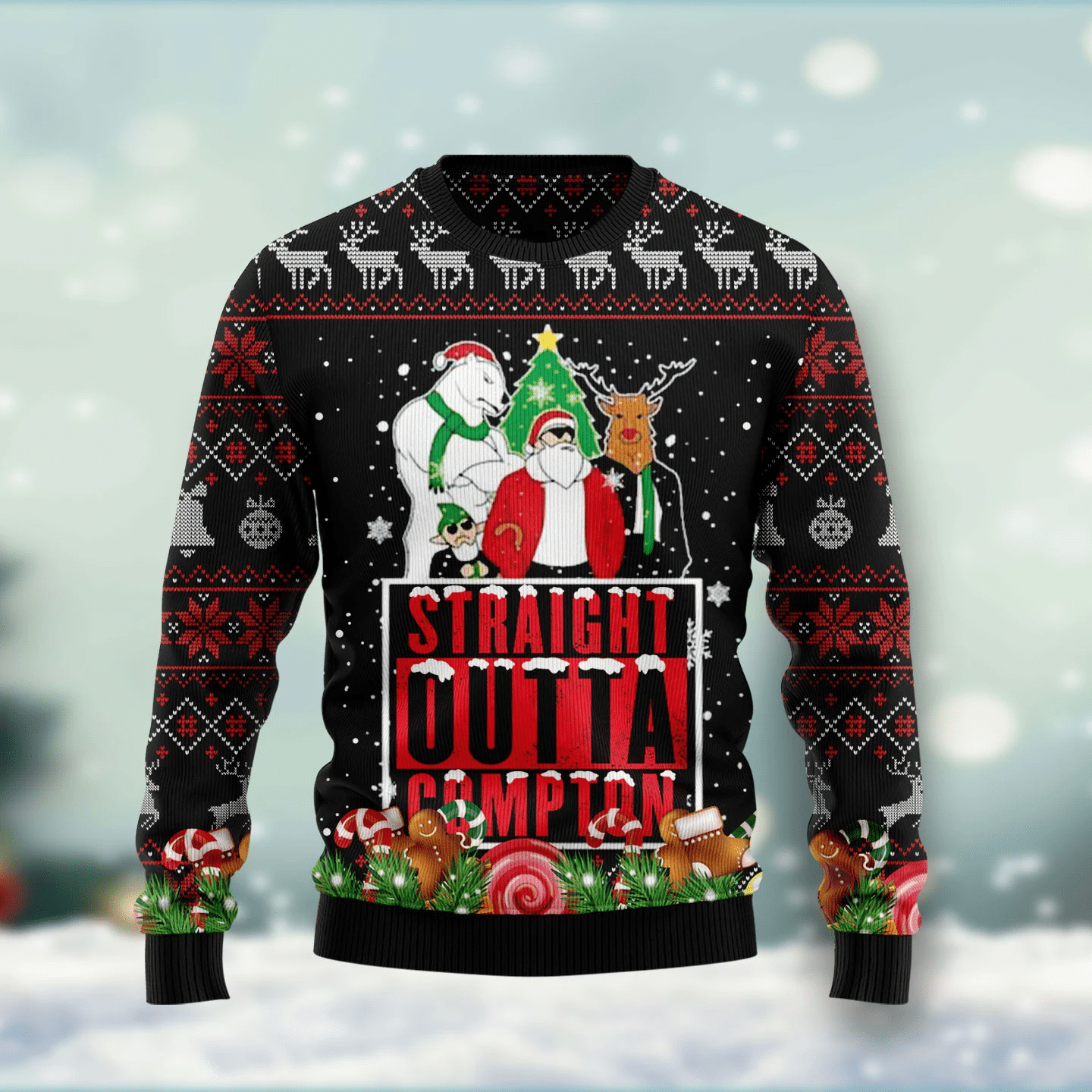 Straight Outta North Pokle Christmas Ugly Sweater