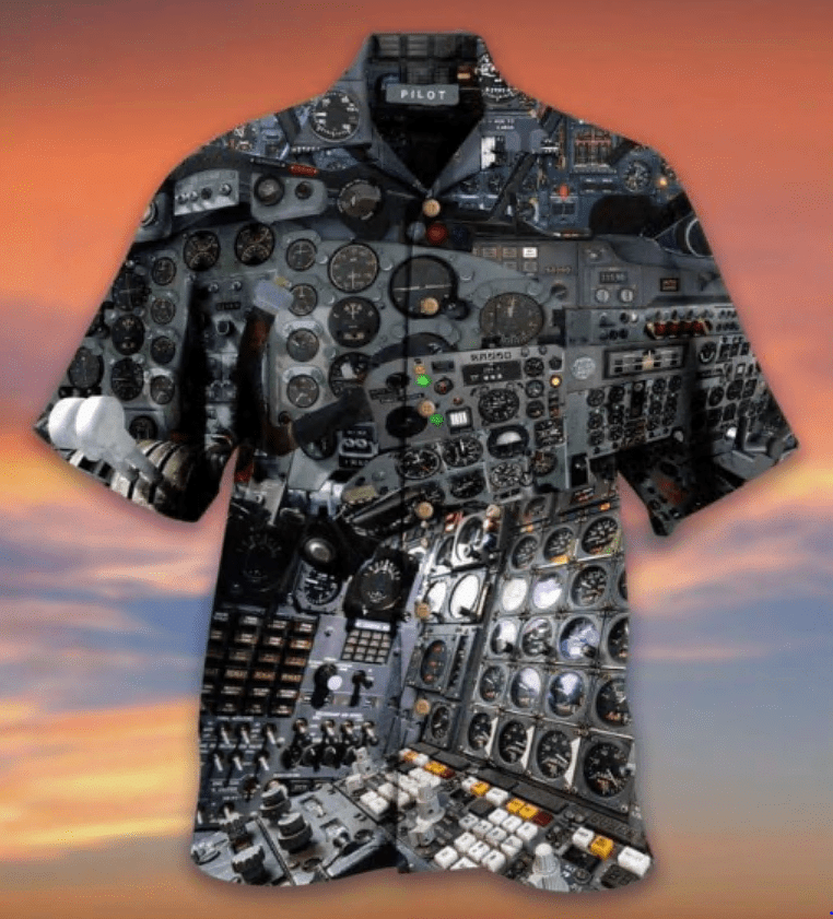 Cover Your Body With Amazing Cockpit Airplane Pilot Black Unisex Hawaii Aloha Shirts Ha41662