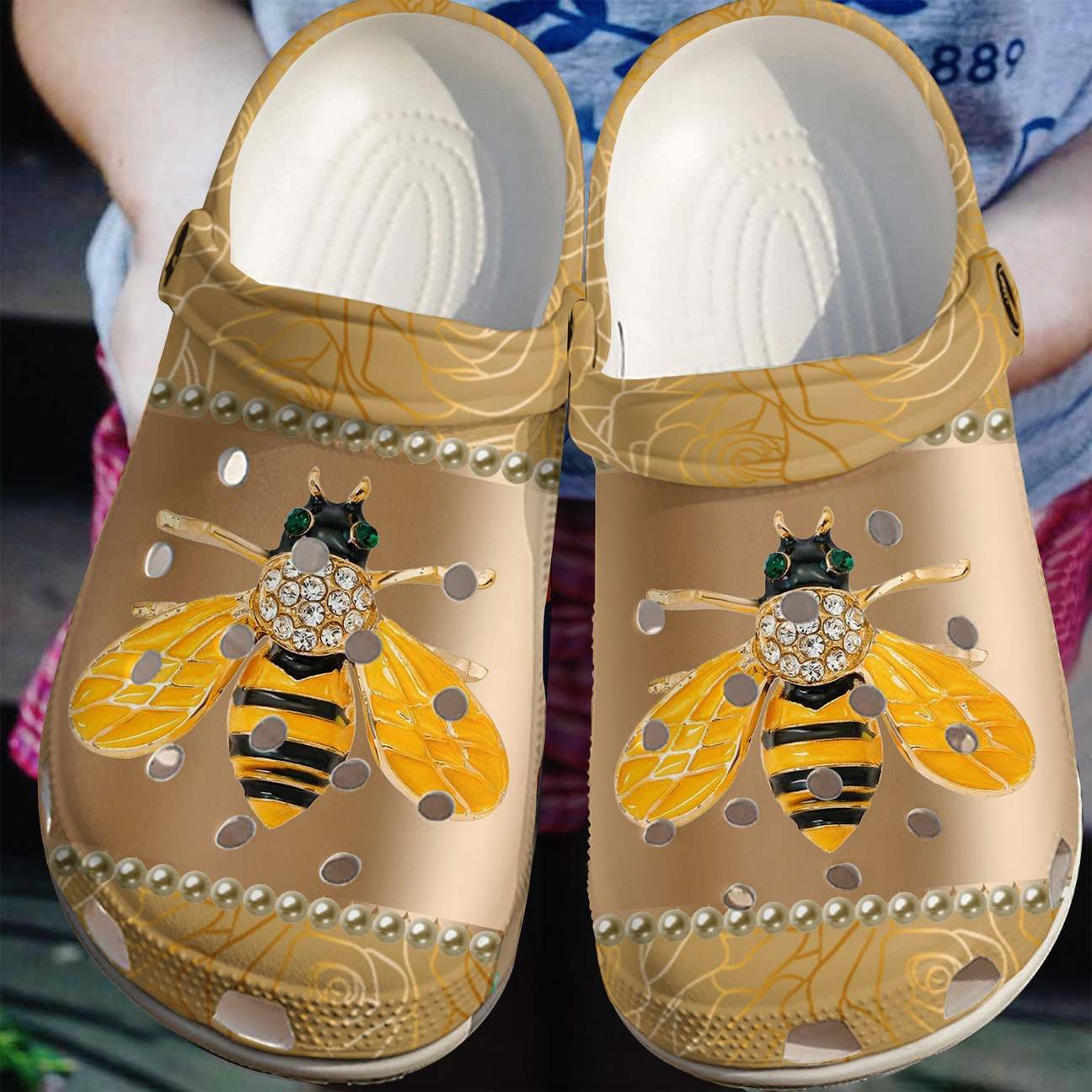 Bee Personalized Clog, Custom Name, Text Golden Bee, Fashion Style For Women, Men, Kid, Print 3D