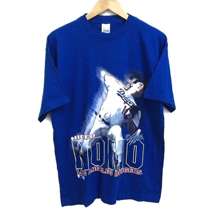 Rare Vintage Hideo Nomo 16 Joueur Par Dodgers Baseball Team Big Logo Blue Colour Crew Neck Shirt