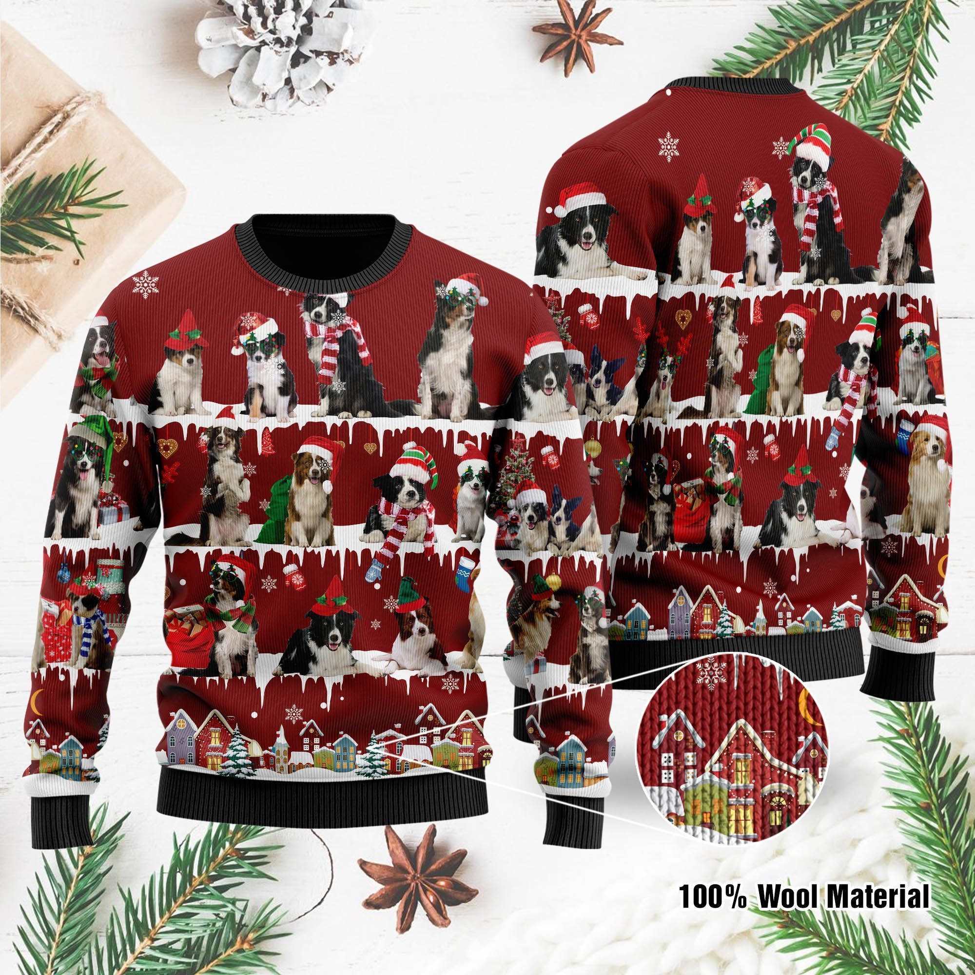 Border Collie Ugly Christmas Sweater For Border Collie Lovers On National Ugly Sweater Day And Christmas Time