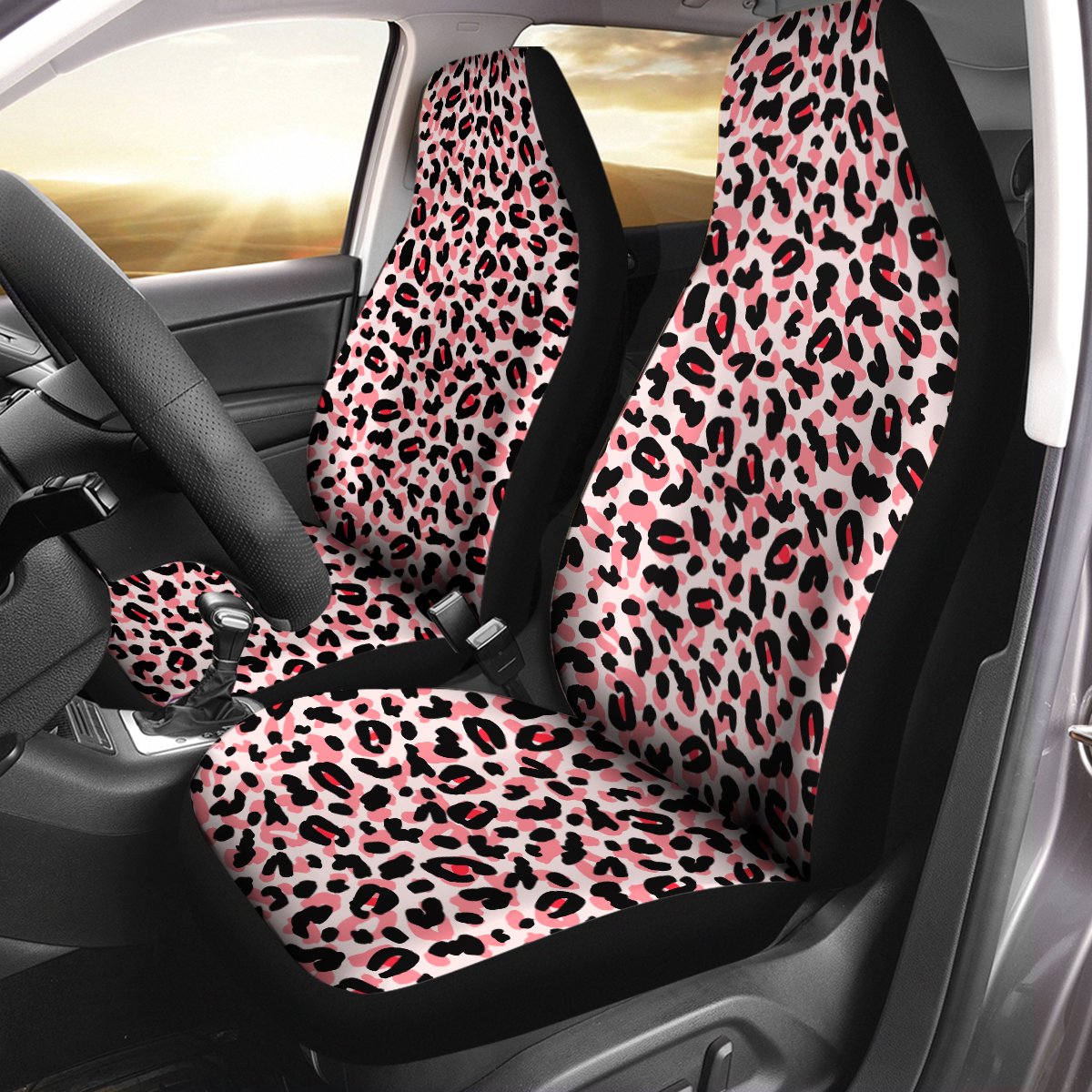 Pink Leopard Pattern Car Seat Cover Size Universal Fit.