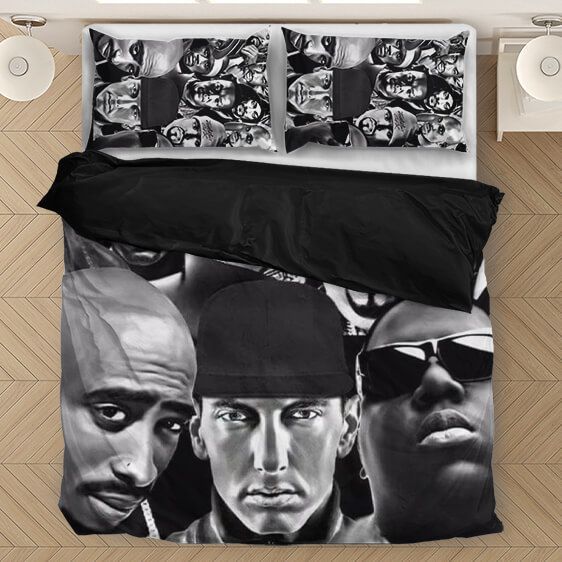 Tupac Makaveli Eminem Biggie Greatest Rappers Dope Duvet Quilt Bedding Set L98