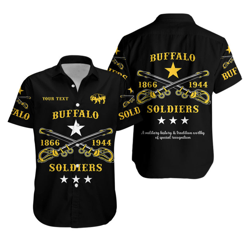 (Custom Personalised) Buffalo Soldiers Hawaiian Shirt African American Military Simple Style – Black Lt8