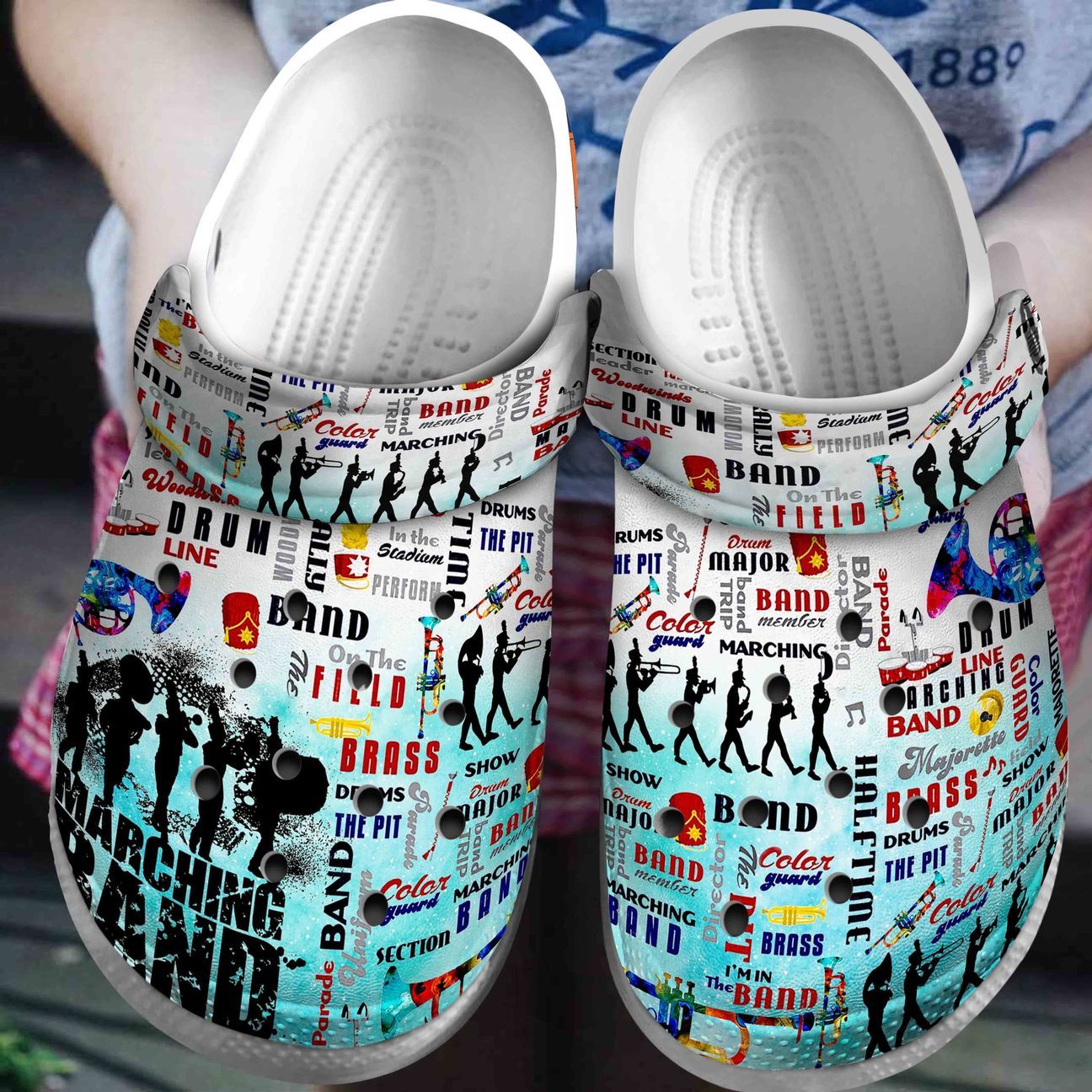 Marching Band Personalized Clog, Custom Name, Text, Color, Number Fashion Style For Women, Men, Kid, Print 3D Love The Band