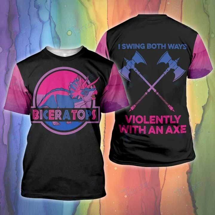 Bisexual 3D Shirt, Lgbt Bisexual Dinosaur Swing Both 3D All Over Printed Shirt, Bisexual Pride Apparel