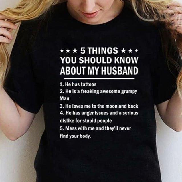 5 Things You Should Know About My Husband He Has Tattoos Freaking Awesome Grumpy Man Standard Women’s T-Shirt