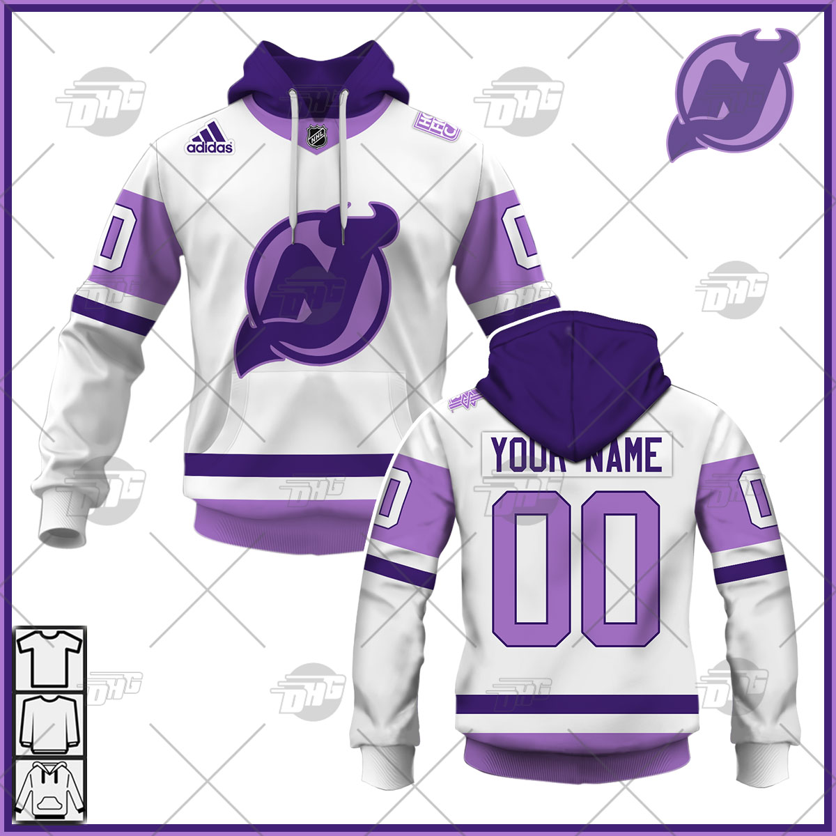 Personalized Jersey New Jersey Devils Whitepurple Hockey Fights Primegreen Custom Jersey Personalize Hoodie