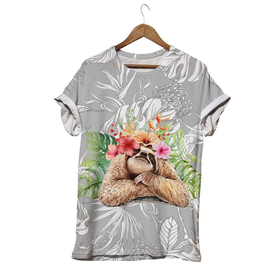 Tropical Animal Botanical Sloth T-shirt