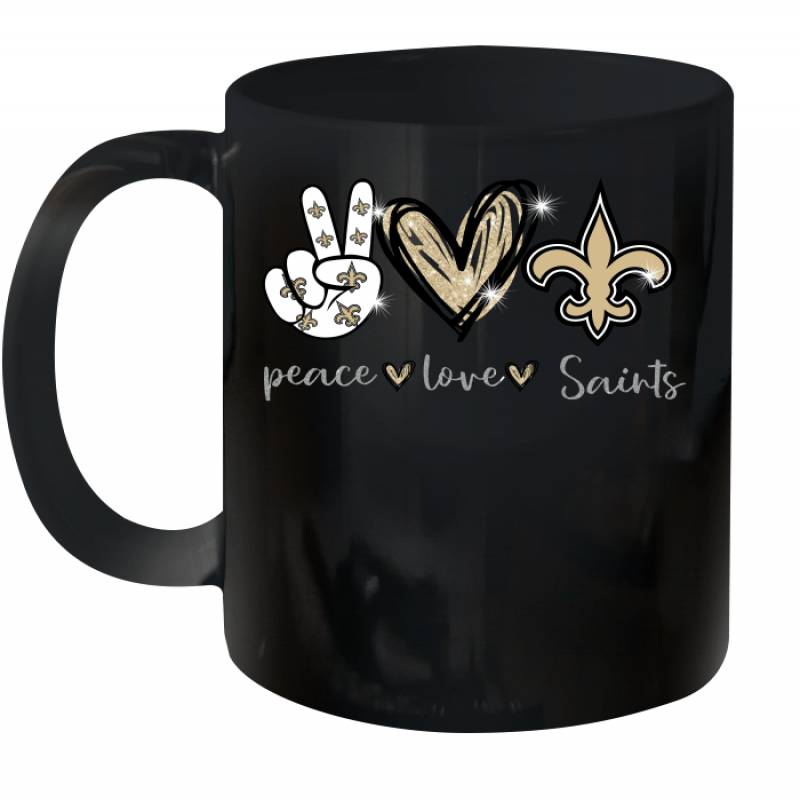 Peace Love Saints gift for New Orleans Saints Fans Ceramic Mug 11oz