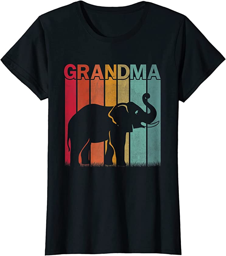 Womens Distressed Elephant Graphic Retro Mother’s Day Grandma T-Shirt