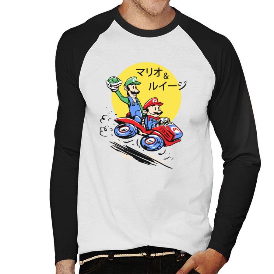 Super Mario Bros Double Dash Antics Men’s Baseball Long Sleeved T-Shirt