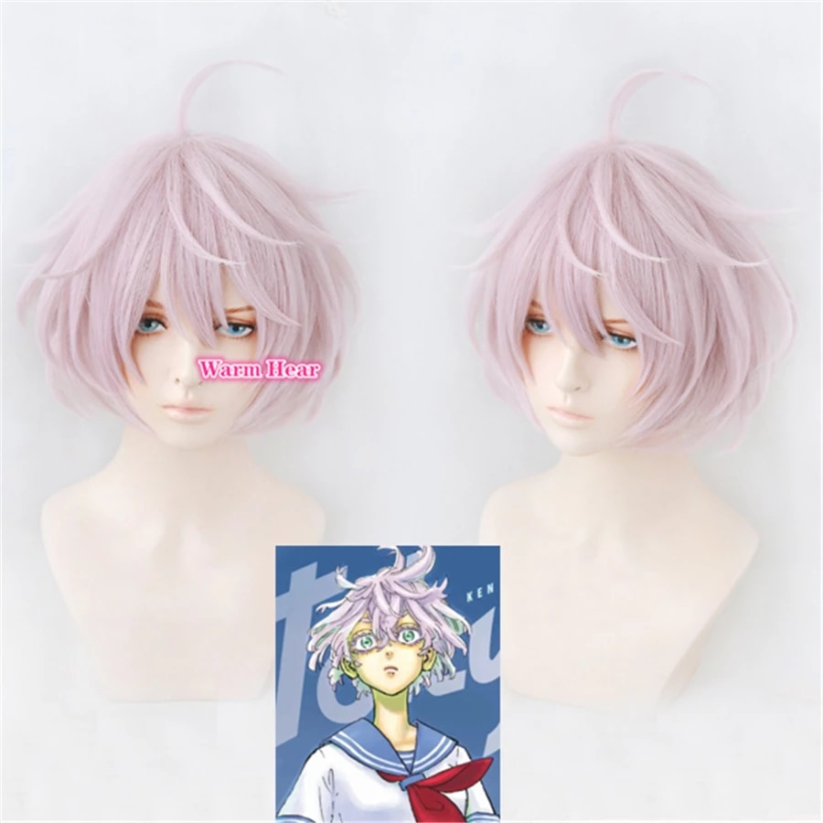 Tokyo Revengers Senju Kawaragi Akashi Cosplay Wig Light Purple Pink Hair Heat Resistant Halloween Women Girl Wig + a wig cap alx