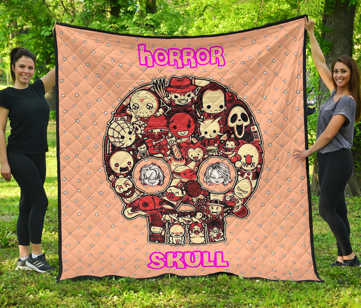 Horror Movie Premium Quilt | Horror Villains Face In Skull Star Background Quilt Blanket Nt083102