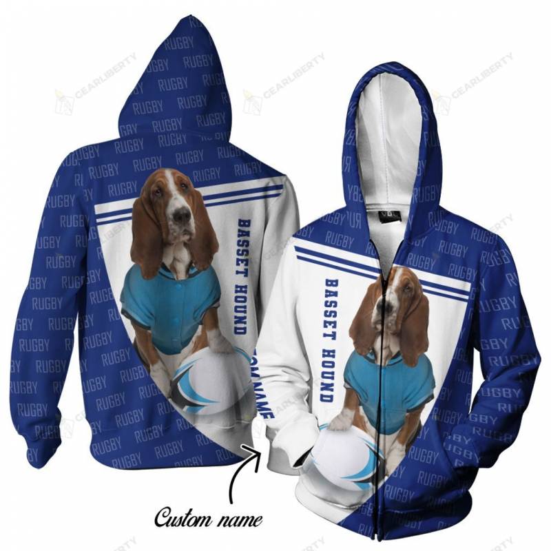 Basset Hound & Rugby Custom Name 0043 NNSA0027