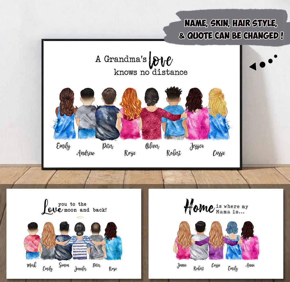 Personalized A Grandma’S Love Knows No Distance Hug Kids Poster Gifts For Grandma Nana