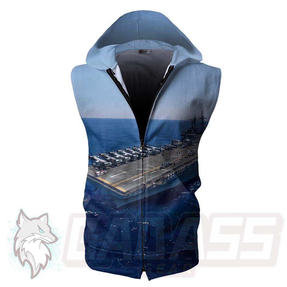 Amzing Uss Wasp BDG-1077 Zip Sleeveless Hoodie