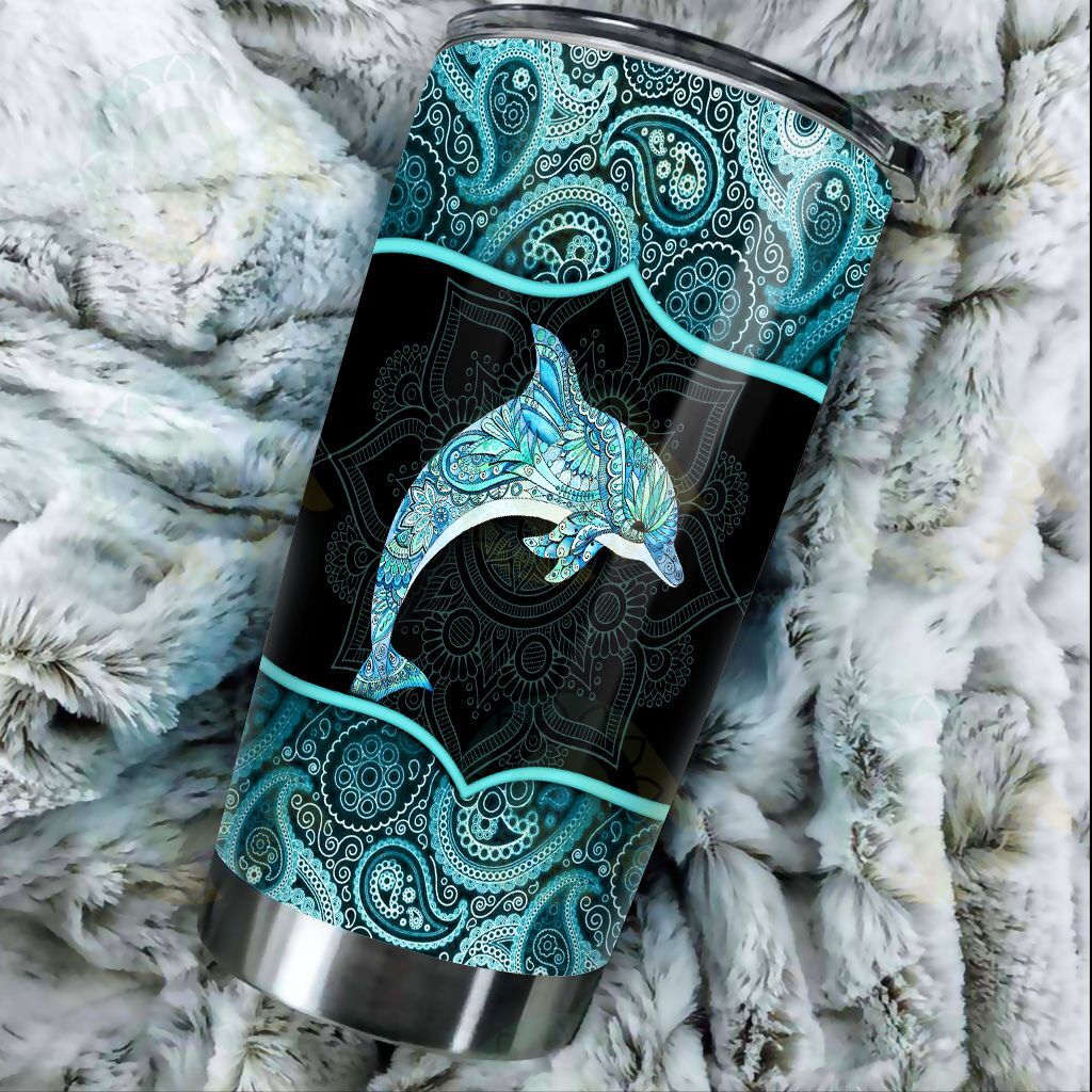 Dolphin – Stainless Steel Tumbler Travel Customize Name, Text, Number, Image Mdln Id1-D