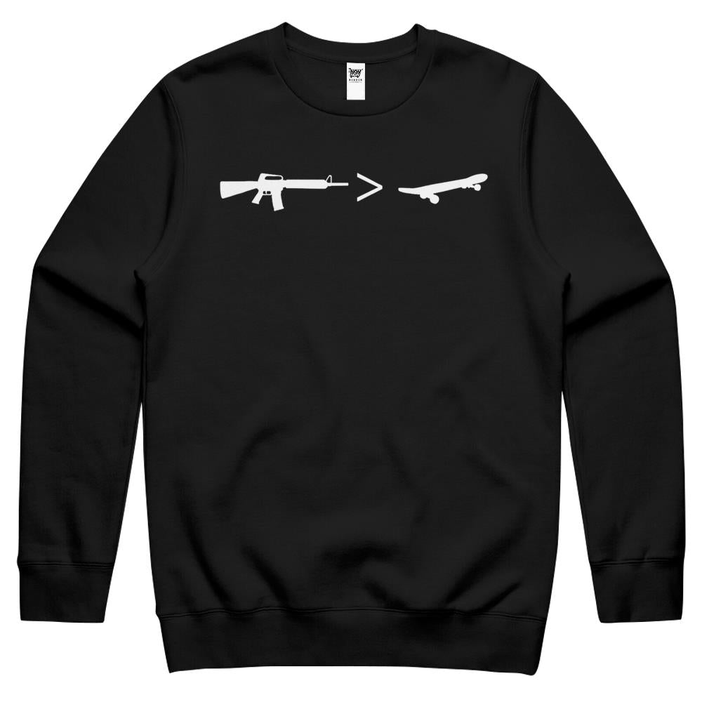 Guns Over Skateboards Freedom Self Defense Crewneck Sweatshirt