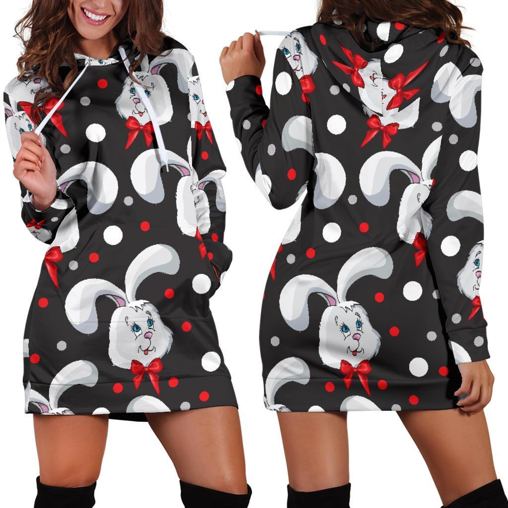 Rabbit Pattern Print Design Rb012 Women Hoodie Dress