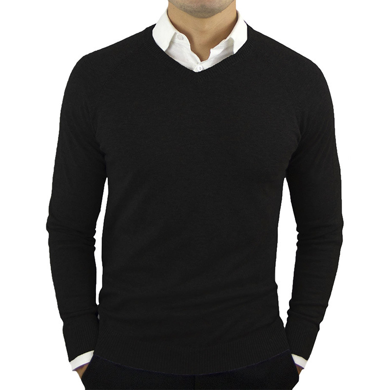 2022 High Quality New Fashion Brand Woolen Knit Pullover V Neck Sweater Black for Men Autum Winter Casual Jumper Men Clothes 2Xl alx