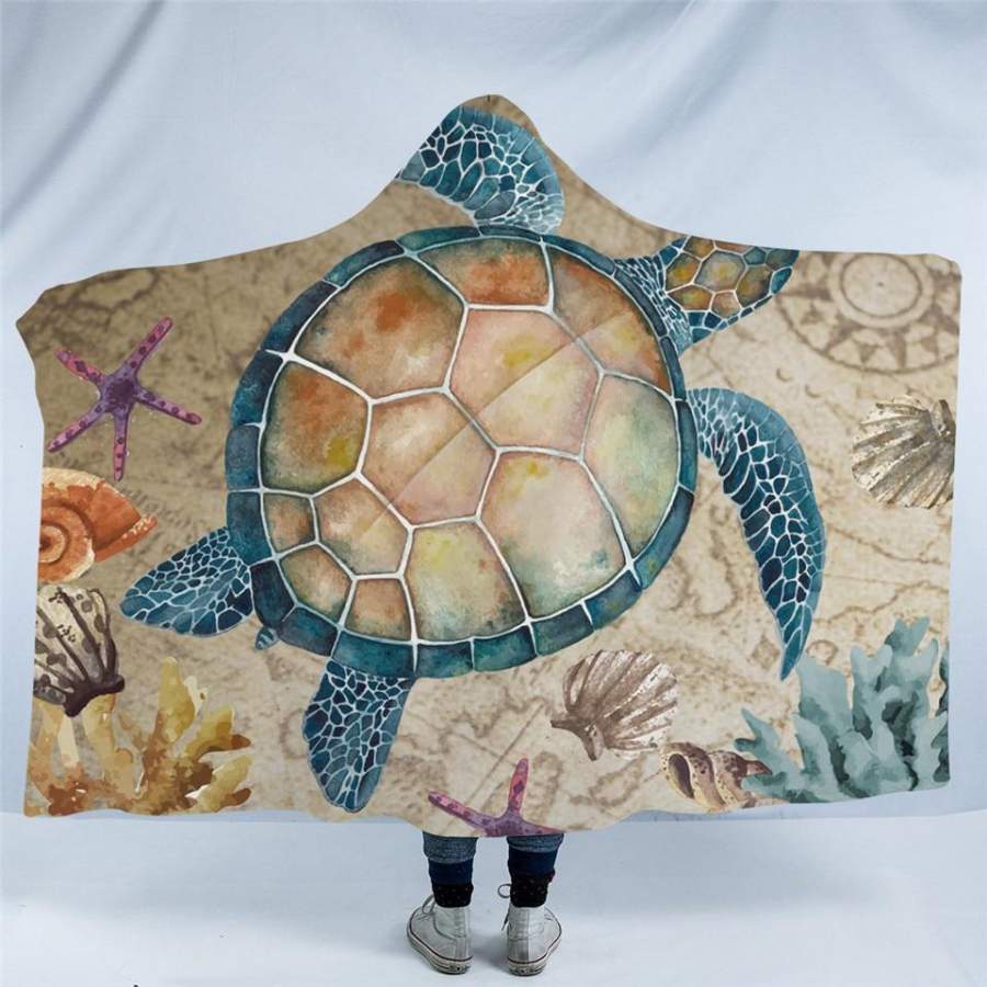 Sea Sand Turtle Hooded Blanket