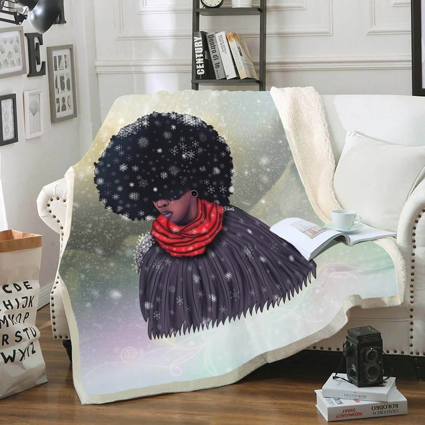 African American Blanket Art Afro Puff Art Boy Fleece Blanket Afro Punk Afrocentric Snow Cold Boy Fleece Blanket