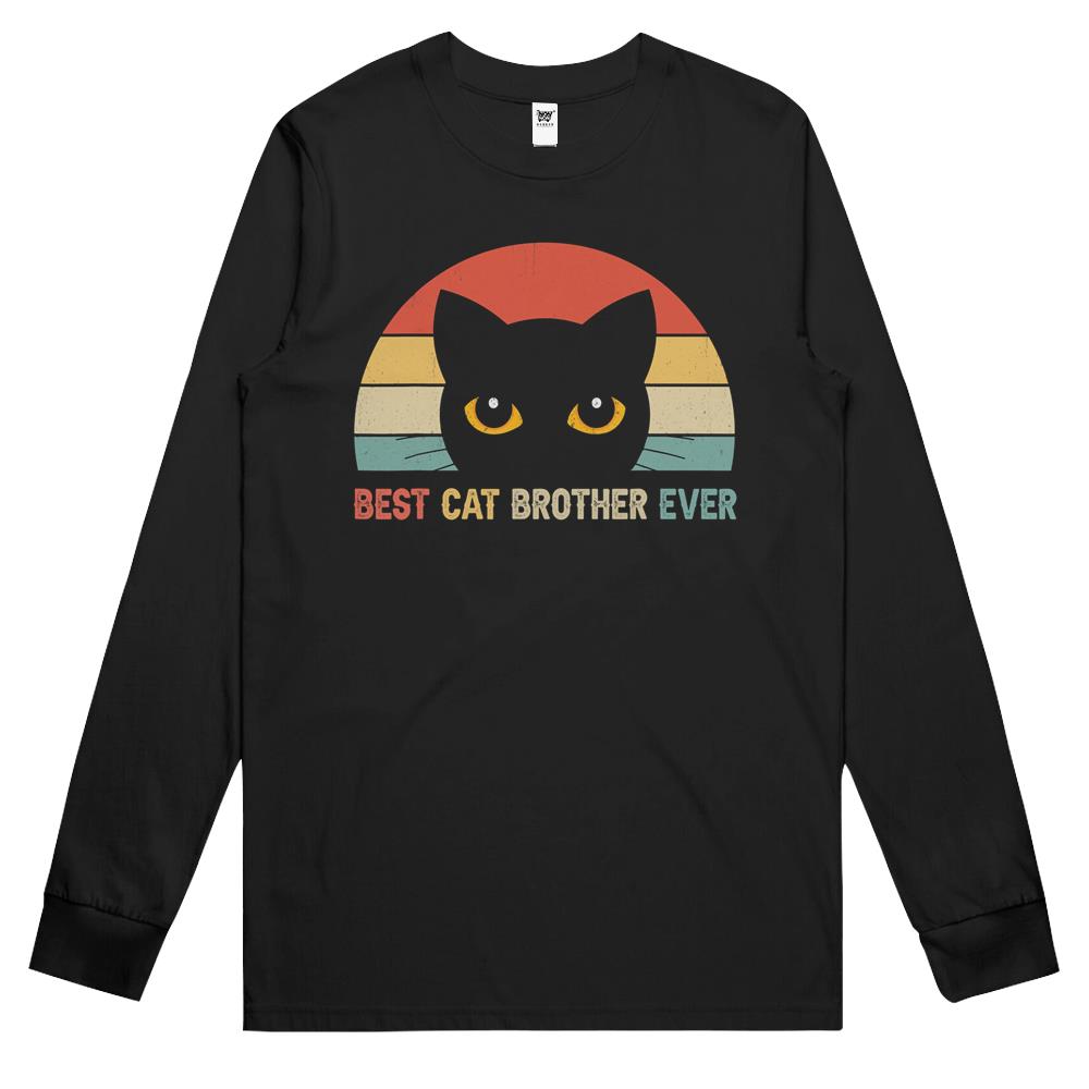 Vintage Best Cat Brother Ever Cat Lovers Gift Long Sleeve T Shirts