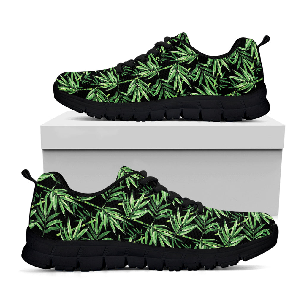 Watercolor Bamboo Pattern Print Black Sneakers