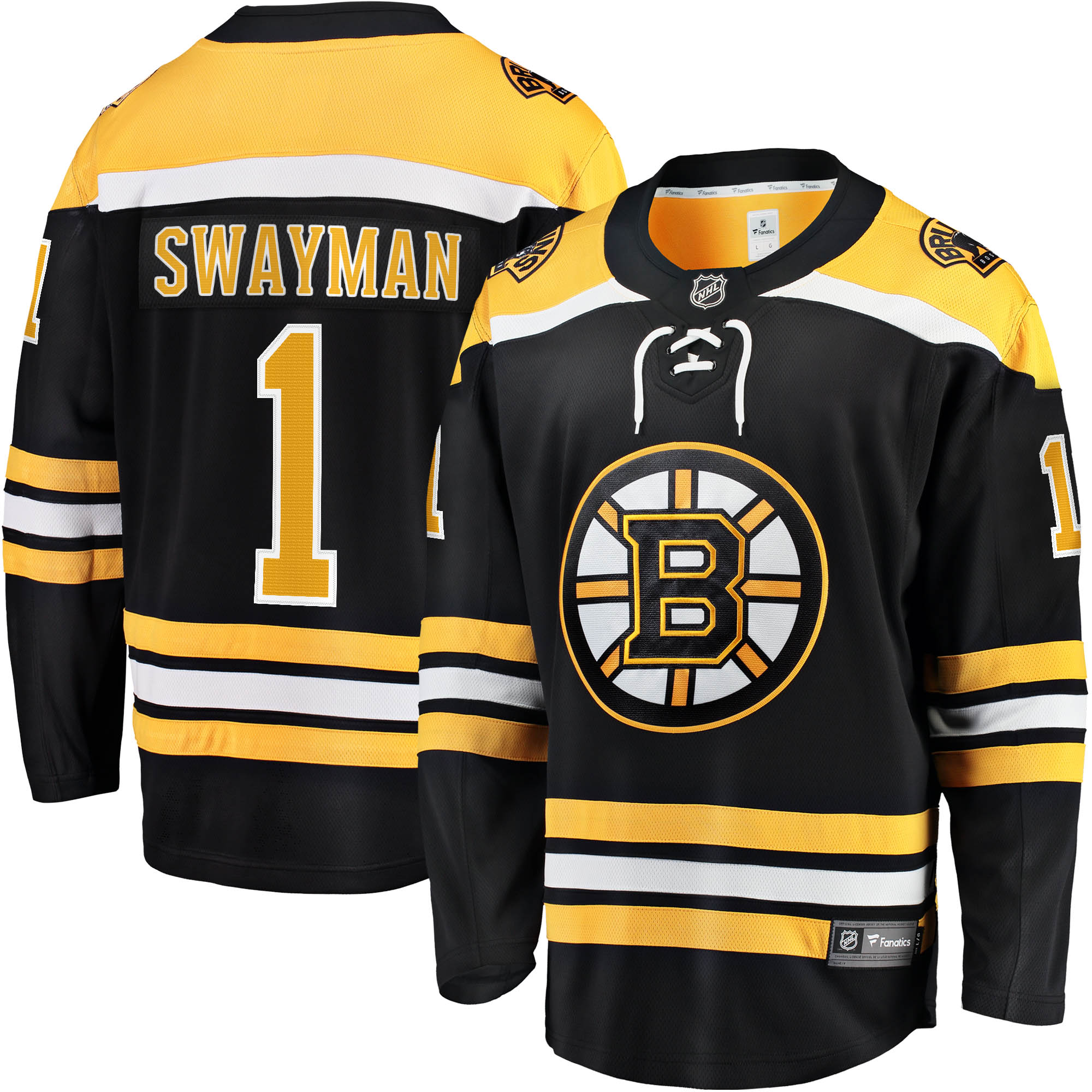 Jeremy Swayman Boston Bruins Branded Home Breakaway Replica Jersey – Black