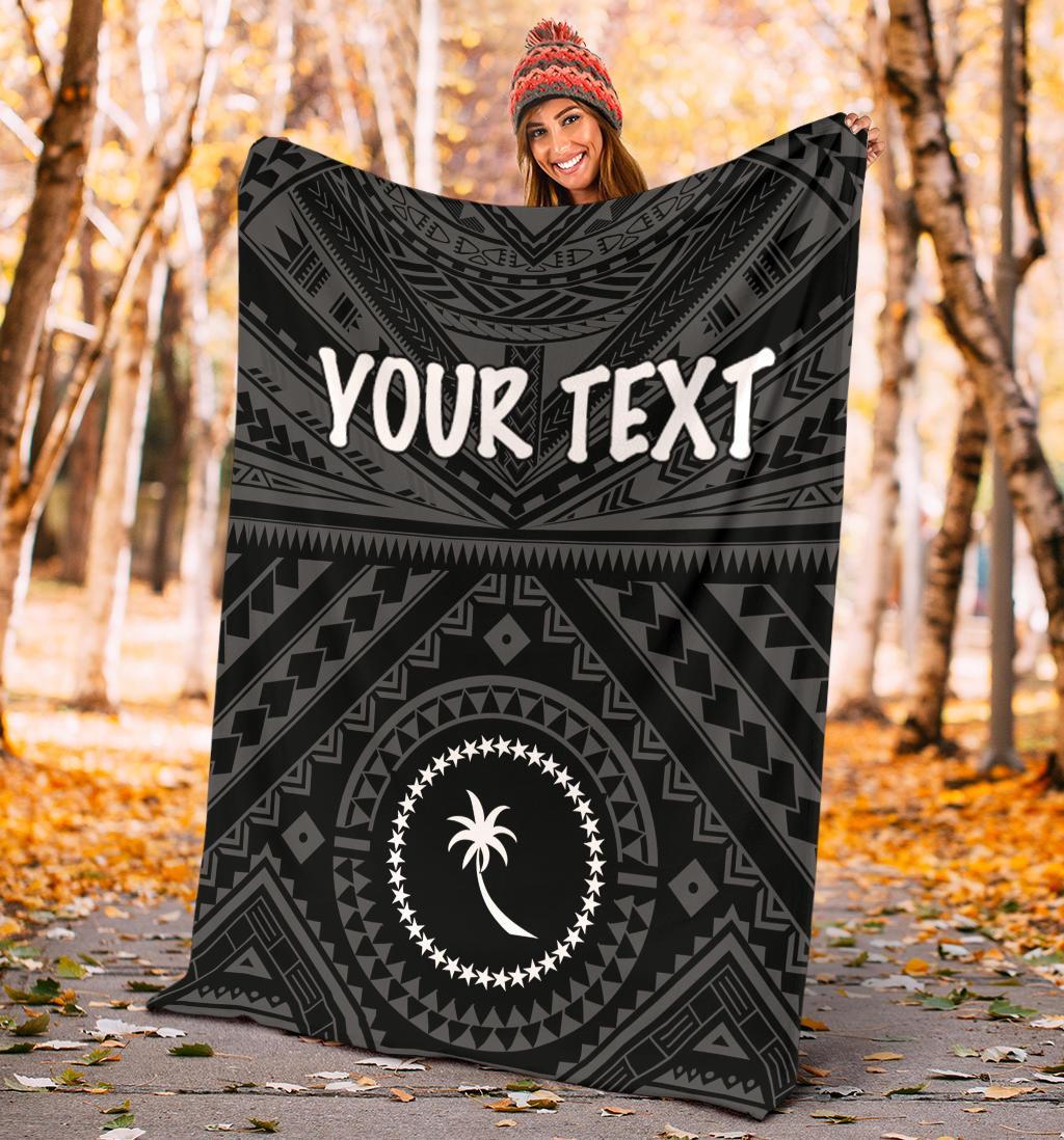 Chuuk Custom Personalised Premium Blanket – Chuuk Seal With Polynesian Tattoo Style ( Black) – BN25