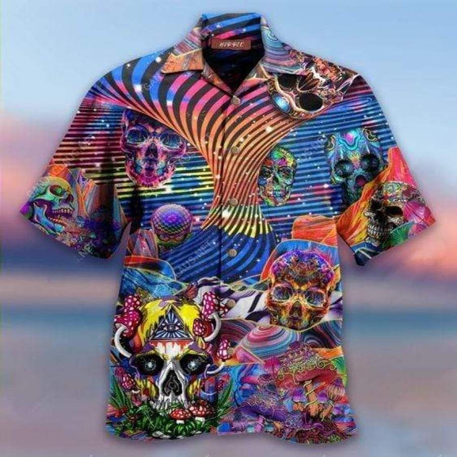 Hawaii Aloha Shirts Crazy Skulls Hippie Ha102237