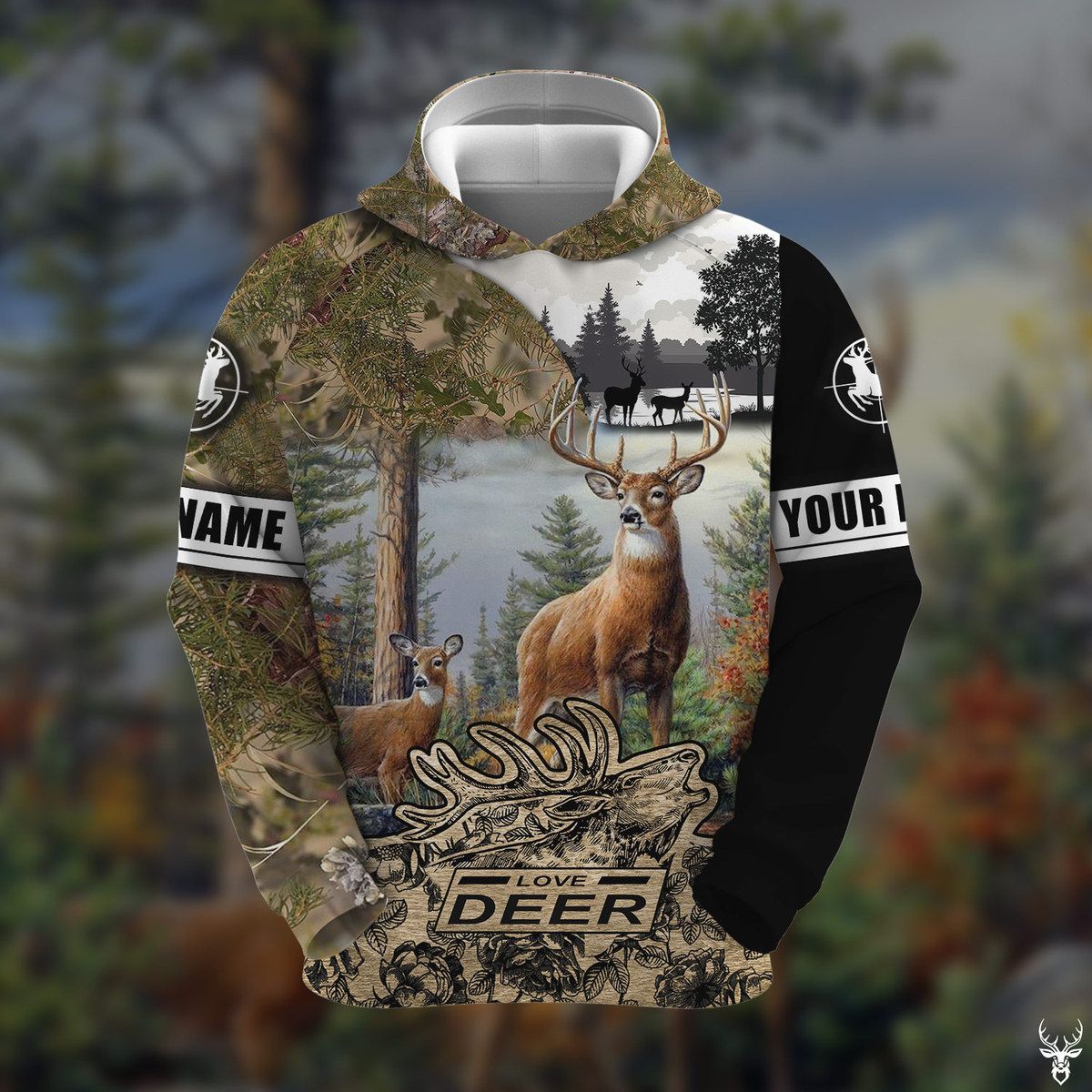 TDT232009R02TD DEER HUNTING CUSTOM NAME HOODIE PP