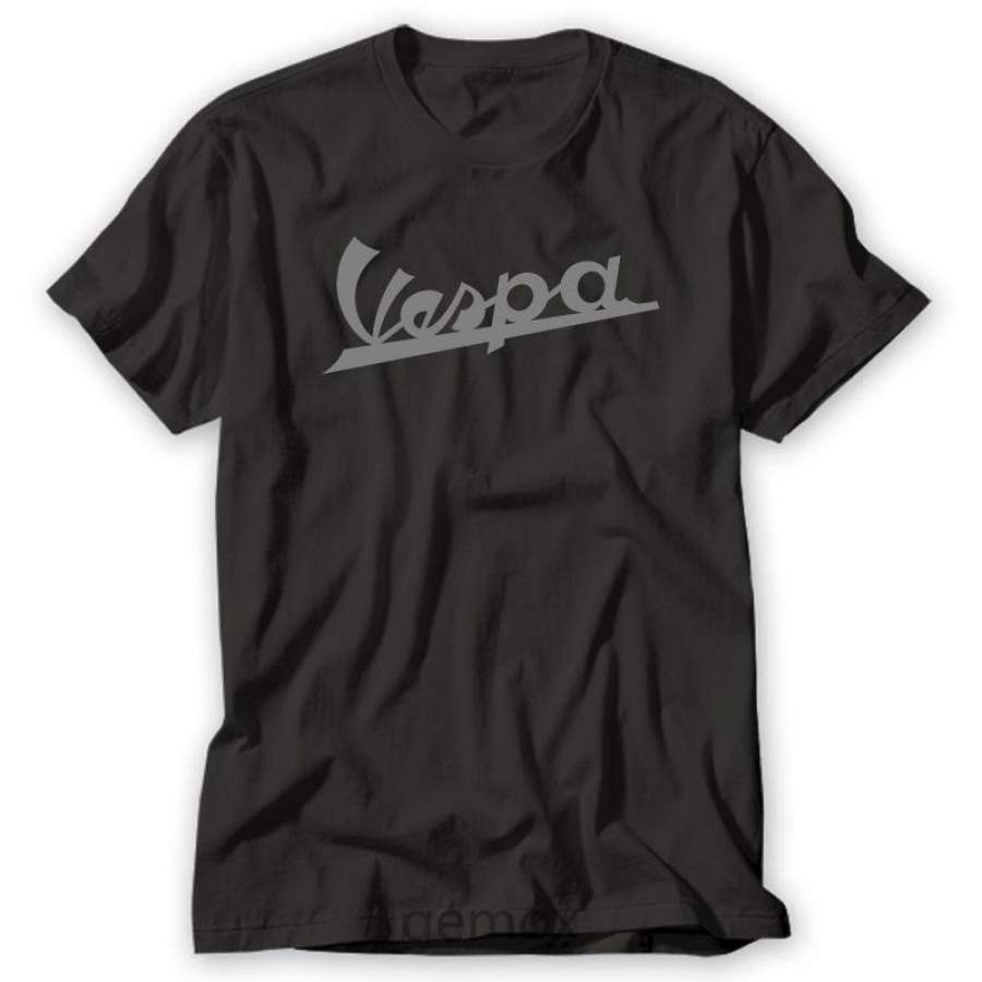 Vintage Vespa 1958 Silver Metallic Print T-Shirt Men’S Round Neck Short Sleeves Cotton T-Shirt