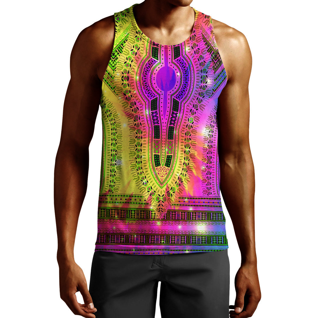 (Custom Text And Number) Africa Tie Dye Men Tank Top Special Dashiki Pattern Lt13