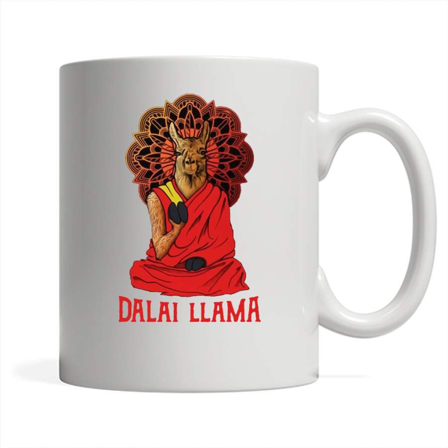 Dalai LLama Yoga Sunset Design Classic Vintage Retro – Full-Wrap Coffee White Mug