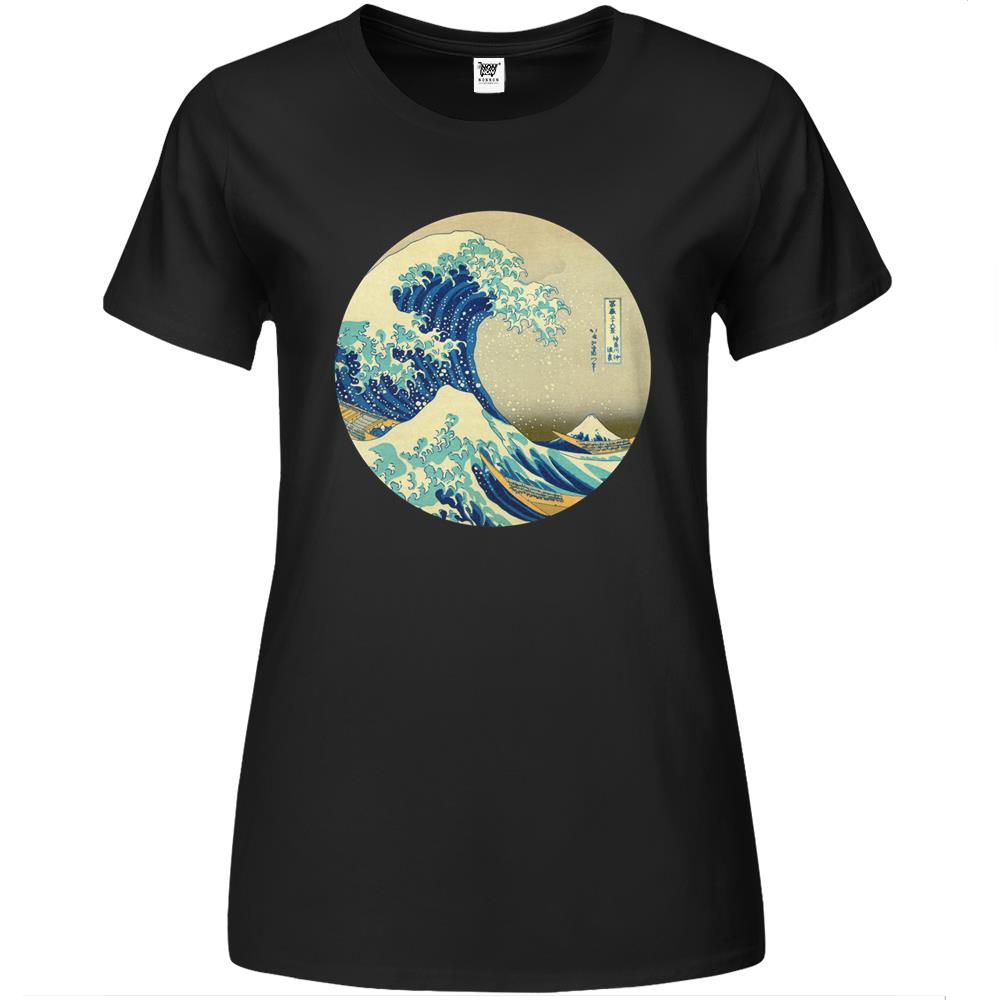 Great Wave Off Kanagawa Circle Premium Womens T Shirts