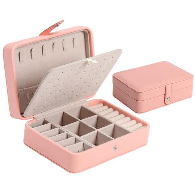 2022 New High Small Size Leather Jewelry Box Travel Jewelry Organizer Multifunction Necklace Earring Ring Storage Box Women Gift alx