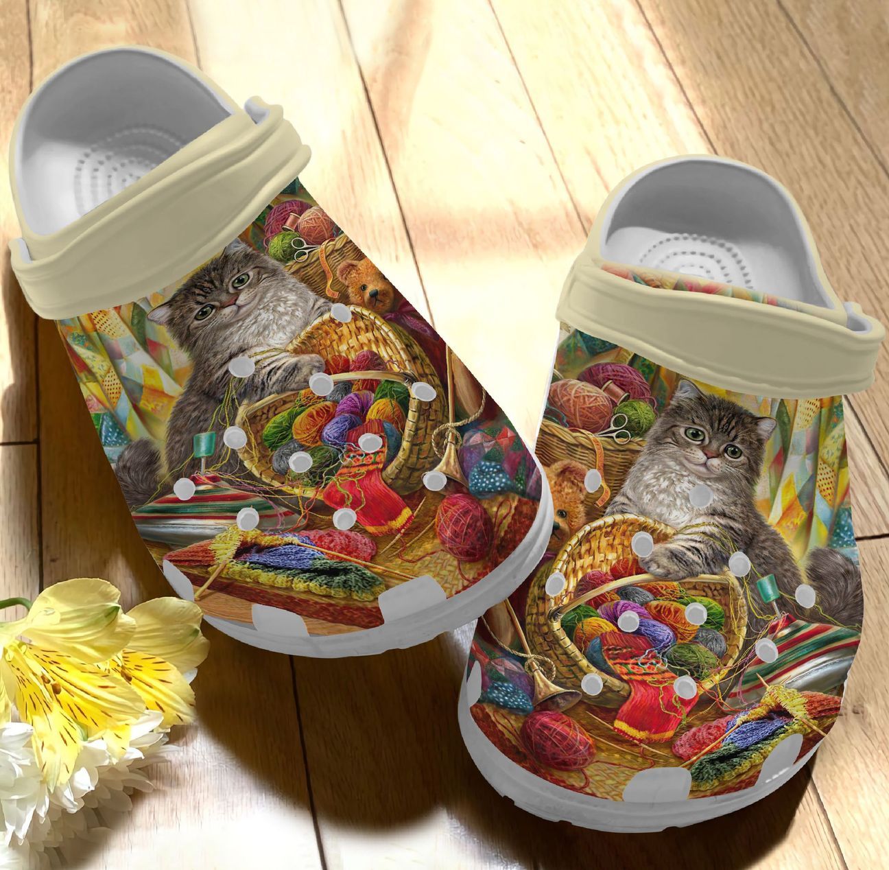 Sewing Personalized Clog, Custom Name, Text, Color, Number Fashion Style For Women, Men, Kid, Print 3D Cat Sewing