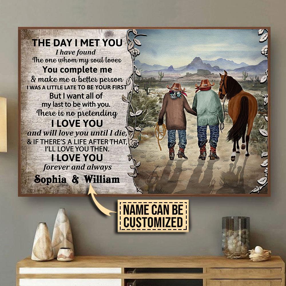 Aeticon Gifts Personalized Cowboy The Day I Met You Canvas Mom Dad Gift Home Decor