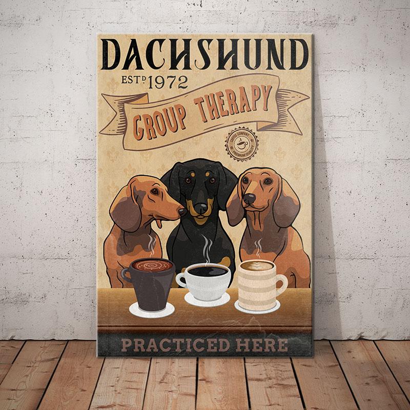 Dachshund Dog Canvas And Poster Coffee Therapy | Art Print | Home Decor | Room Decor | Wall Art